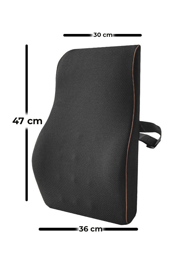 Eworld - Lumbar Support Pillow for Office Chair Memory Foam Back Cushion for Back Pain Relief Improve Posture Large Back Pillow for Car, Computer Chair, Recliner Breathable Mesh Cover Double Adjustable Straps - Image 1