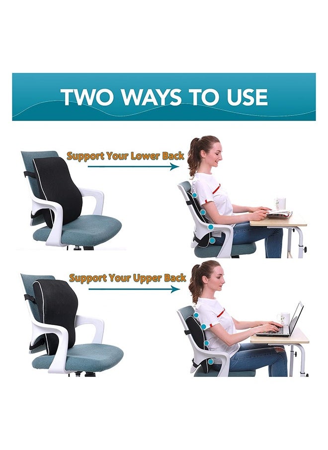 Eworld - Lumbar Support Pillow for Office Chair Memory Foam Back Cushion for Back Pain Relief Improve Posture Large Back Pillow for Car, Computer Chair, Recliner Breathable Mesh Cover Double Adjustable Straps - Image 1