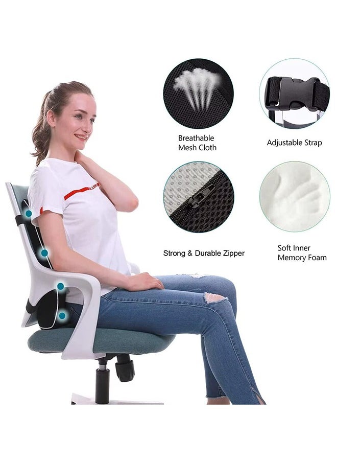 Eworld - Lumbar Support Pillow for Office Chair Memory Foam Back Cushion for Back Pain Relief Improve Posture Large Back Pillow for Car, Computer Chair, Recliner Breathable Mesh Cover Double Adjustable Straps - Image 1