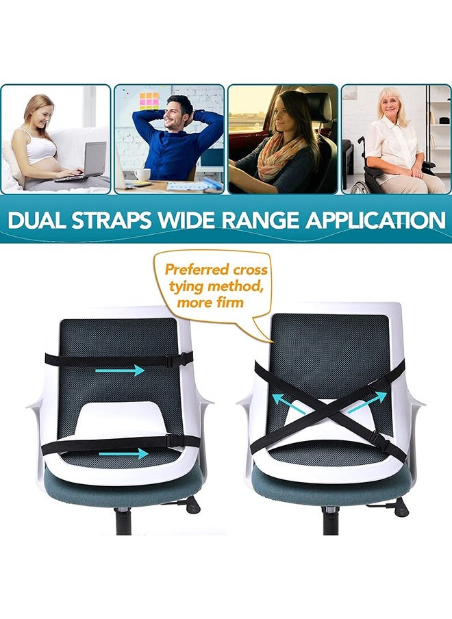 Eworld - Lumbar Support Pillow for Office Chair Memory Foam Back Cushion for Back Pain Relief Improve Posture Large Back Pillow for Car, Computer Chair, Recliner Breathable Mesh Cover Double Adjustable Straps - Image 1