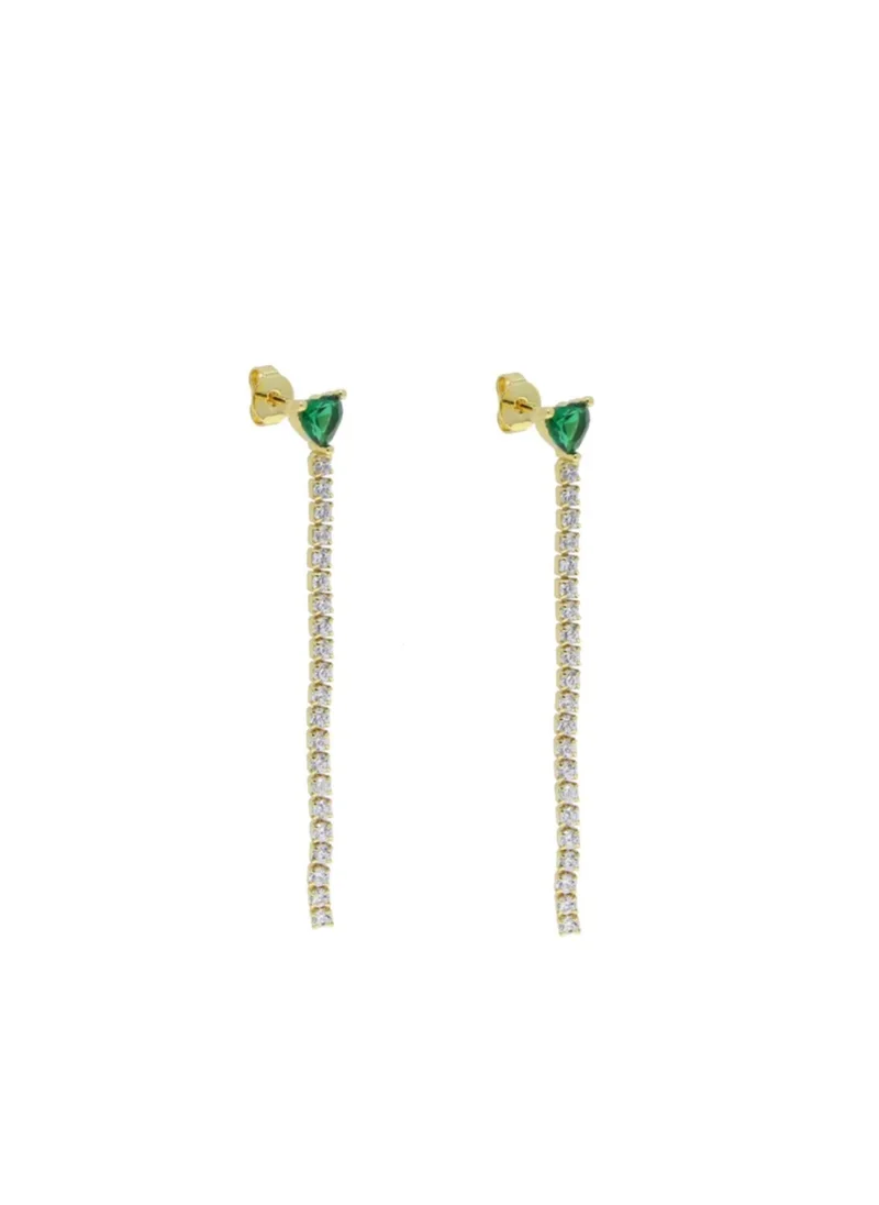 Green stone tennis earrings