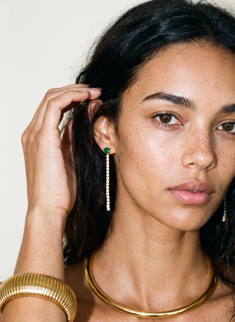 AMIE Dubai  Green stone tennis earrings for Women | Best Price UAE