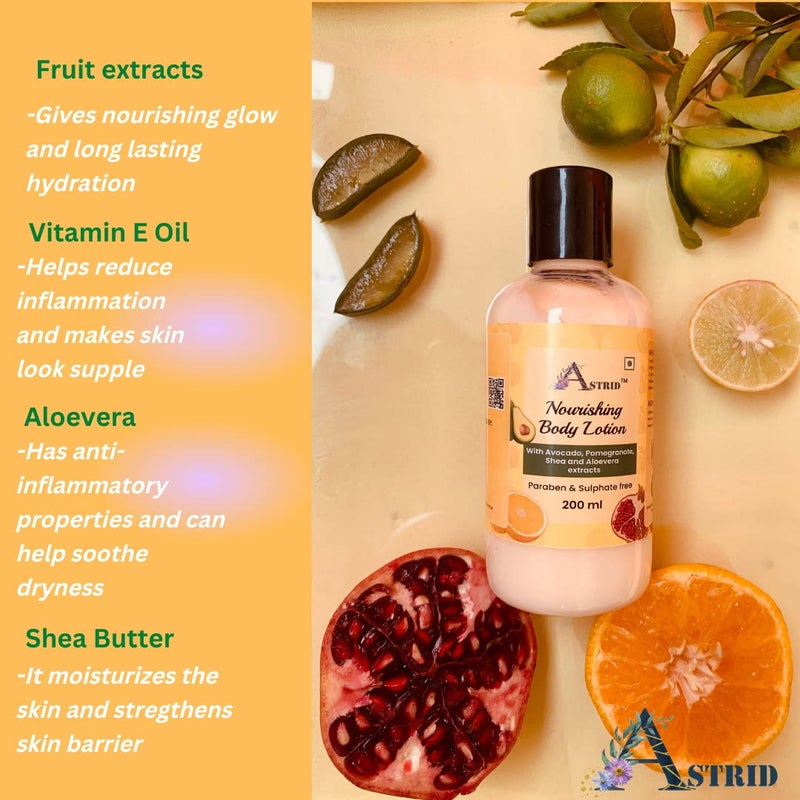 Astrid fruits with Shea butter and Avocado, winter body lotion, | Buy1 and Get 1 Free || Normal to Dry Skin | Non-Greasy and light weight body lotion | 200 ML - Image 2