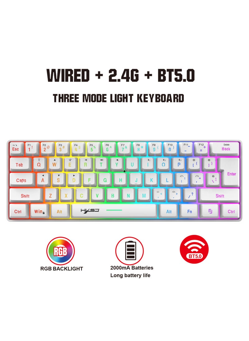 HXSJ L500 Wired/Wireless/Bluetooth Tri Modes Gaming Keyboard and T90 Wireless Gaming Mouse Set  - Image 2