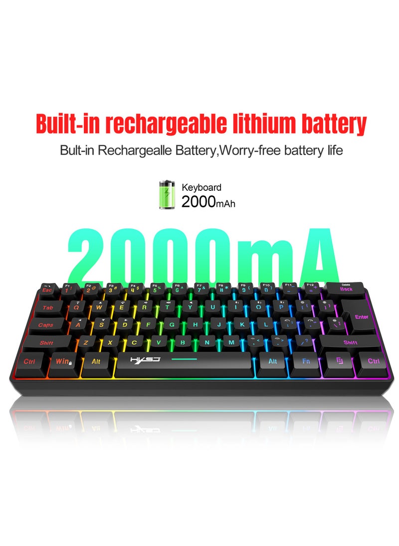 HXSJ L500 Wired/Wireless/Bluetooth Tri Modes Gaming Keyboard and T90 Wireless Gaming Mouse Set  - Image 4