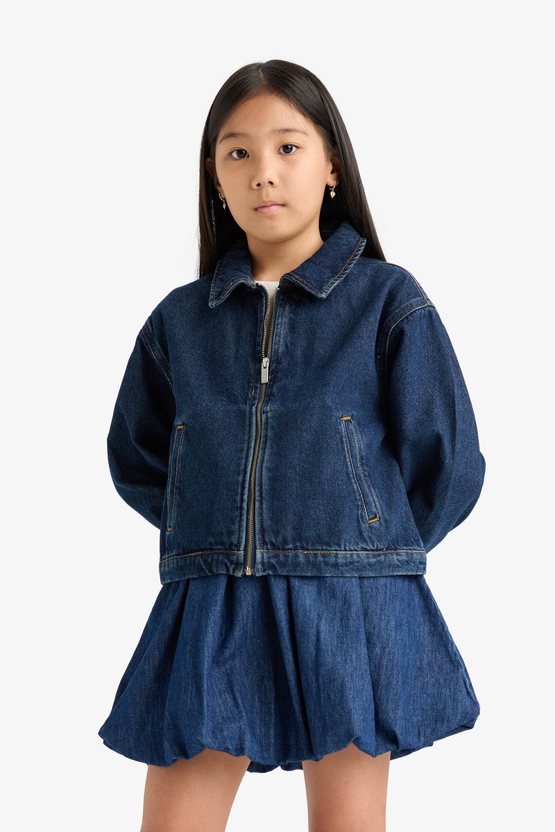 DeFacto Blue Girl Girl Denim Jacket Casual - Image 5