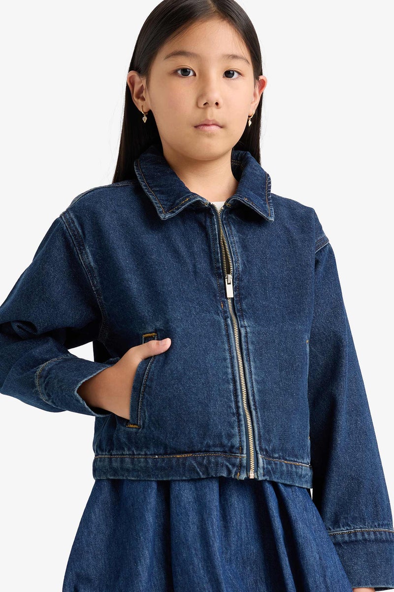 DeFacto Blue Girl Girl Denim Jacket Casual - Image 3
