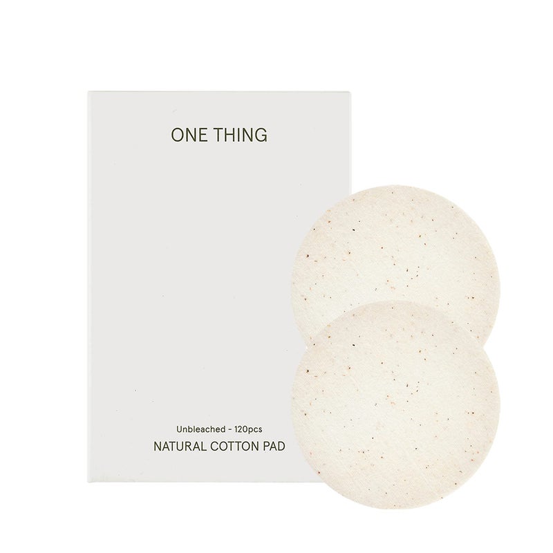 ONE THING Unbleached Cotton Pads | DIY Dry Toner Pads, Large Size Exfoliating Soft Lightweight Face Rounds | Daily Travel Size Refill No Lint Double Sided | Korean Skin Care (60 Pads in a Container) - Image 1