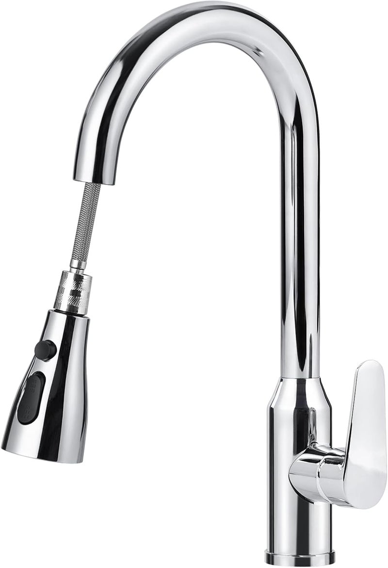 UREVO Kitchen Faucet Tap with Pull Down Sprayer - Stainless Steel Sink Mixer Tap - Image 1