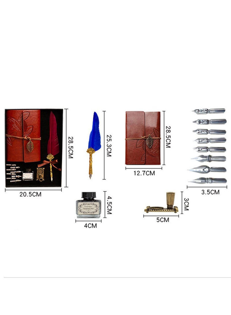 Art Feather Ink Pen Writing Set Lightweight Stationery Gift Box Notebook Feather Gift For Birthday Party Home Decor - Image 2