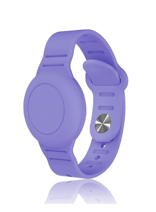 Kids Waterproof Airtag Bracelet Compatible with Apple AirTag, Hidden Silicon Protective Case for Air Tag Holder, Adjustable Anti-Lost Watch Band for Toddler Child （Dark Purple） - Image 1