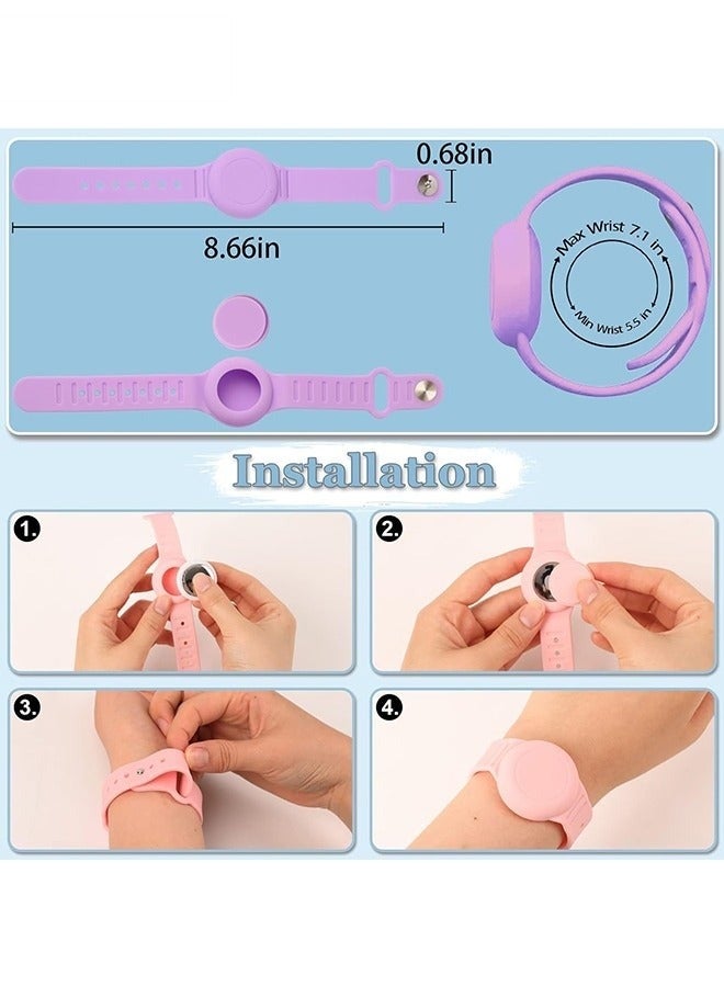 Kids Waterproof Airtag Bracelet Compatible with Apple AirTag, Hidden Silicon Protective Case for Air Tag Holder, Adjustable Anti-Lost Watch Band for Toddler Child （Dark Purple） - Image 2