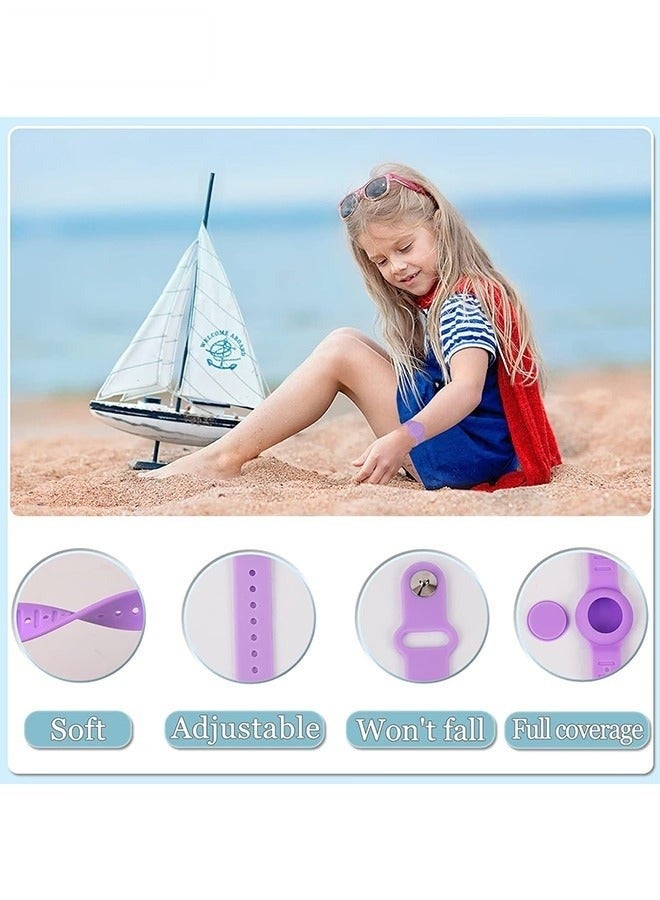 Kids Waterproof Airtag Bracelet Compatible with Apple AirTag, Hidden Silicon Protective Case for Air Tag Holder, Adjustable Anti-Lost Watch Band for Toddler Child （Dark Purple） - Image 3