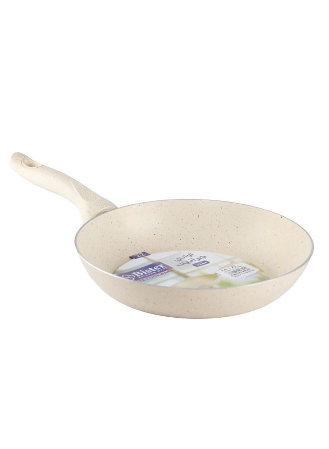 Bister Granite Fry Pan With Glass Lid (28cm) Beige Color | Made Of High-Quality | Nonstick Fry Pan With Flat Bottom Suitable For Induction Cooker Halogon Oven And Gas Stove. - Image 4