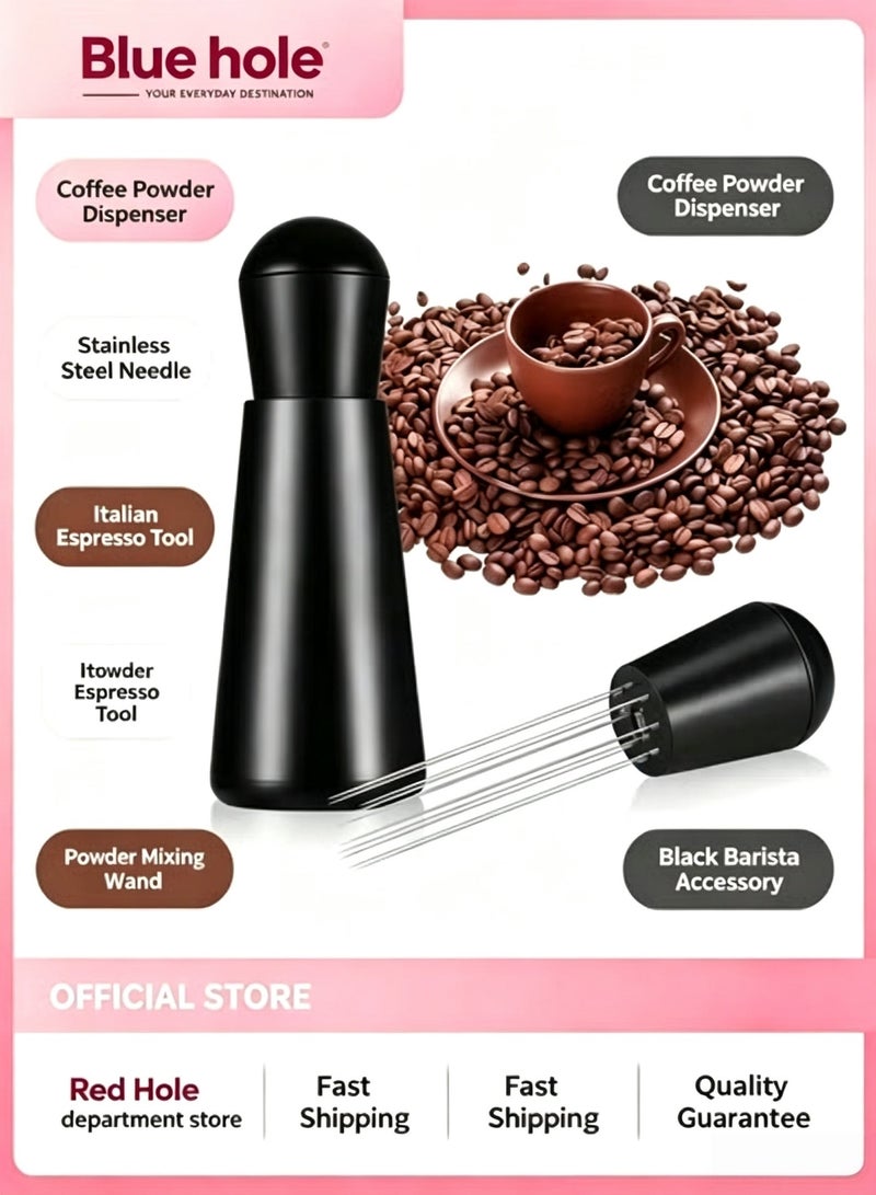 BlueHole Black Stainless Steel Needle-Style Coffee Powder Dispenser, Italian Espresso Powder Mixing Tool - Image 1