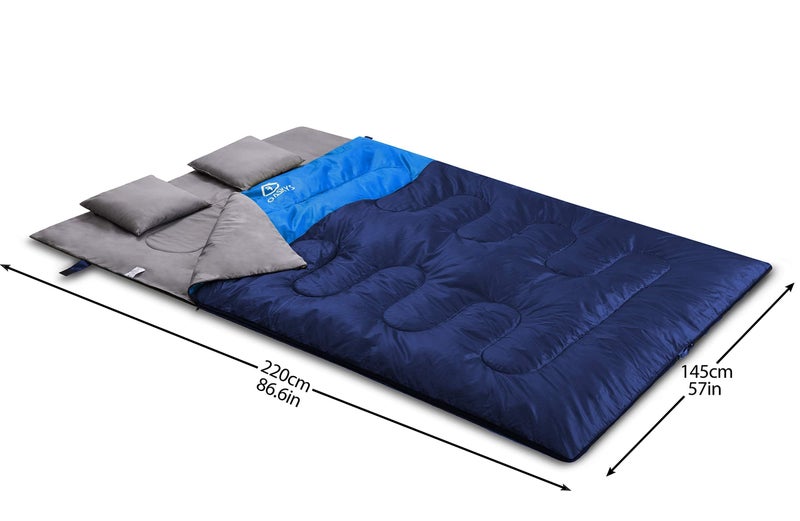 oaskys Double Sleeping Bag for Adults with 2 Pillows - Queen Size XL Waterproof Sleeping Bag for All Season Camping Hiking Backpacking 2 Person Sleeping Bags for Cold Weather & Warm - Image 4