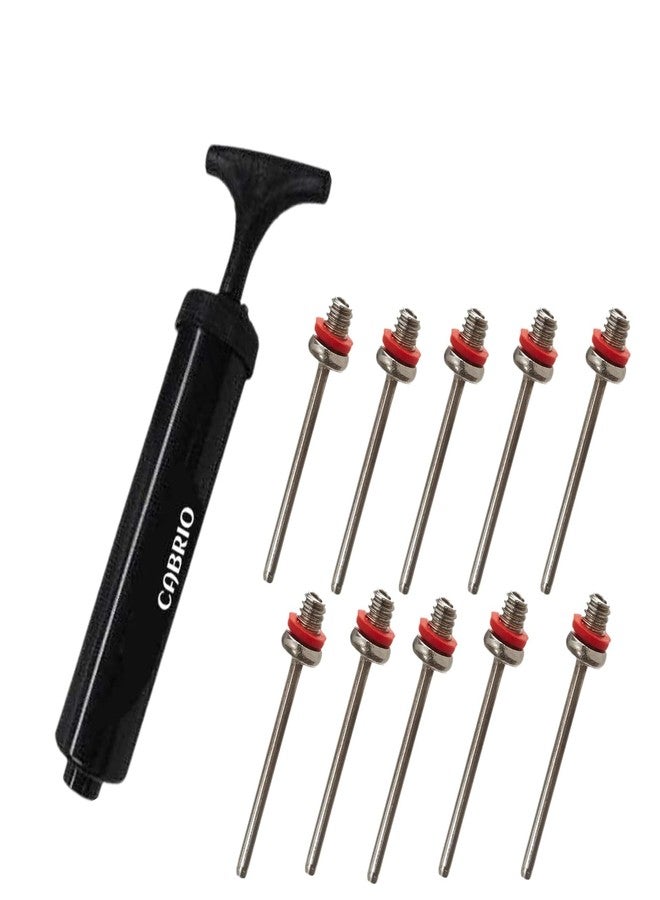 CABRIO Combo of 1 Football Pump and 10 Football Inflating pin for Volleyball Basketball Air Pump Needle Pin Stainless Steel - Image 1