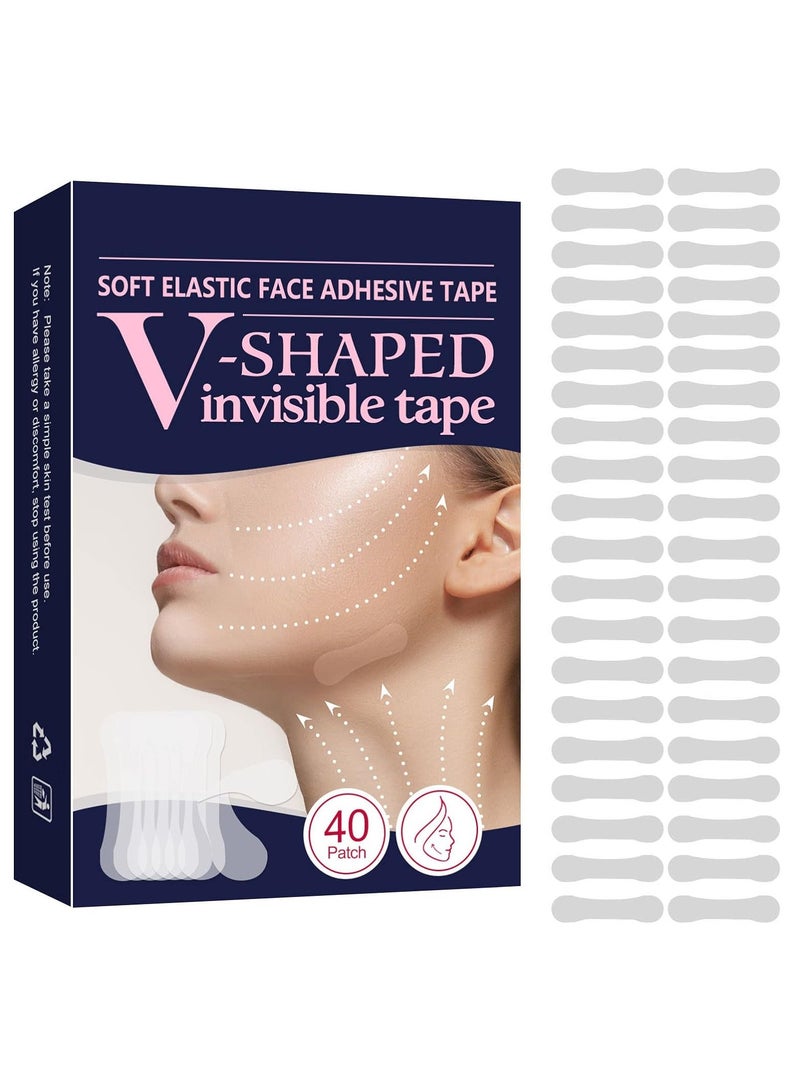 DubaiGallery شريط رفع الوجه - 40 قطعة، شريط وجه غير مرئي، شرائط رفع الوجه، ملصقات رفع الوجه، شريط وجه V غير مرئي للنساء، جمال الوجه - Image 1