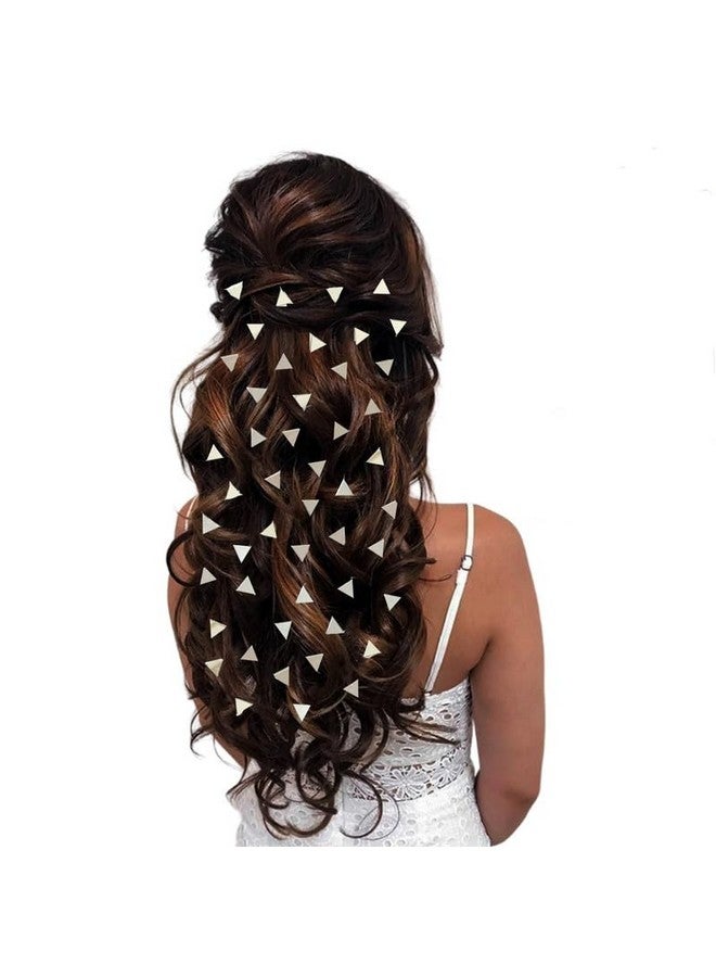 توهج الشعر أناقة متلألئة: ارتقِ بأسلوبك مع ملصقات الشعر على شكل مثلث من حجر المرآة - 50 قطعة في العبوة_2813_فضي - Image 1