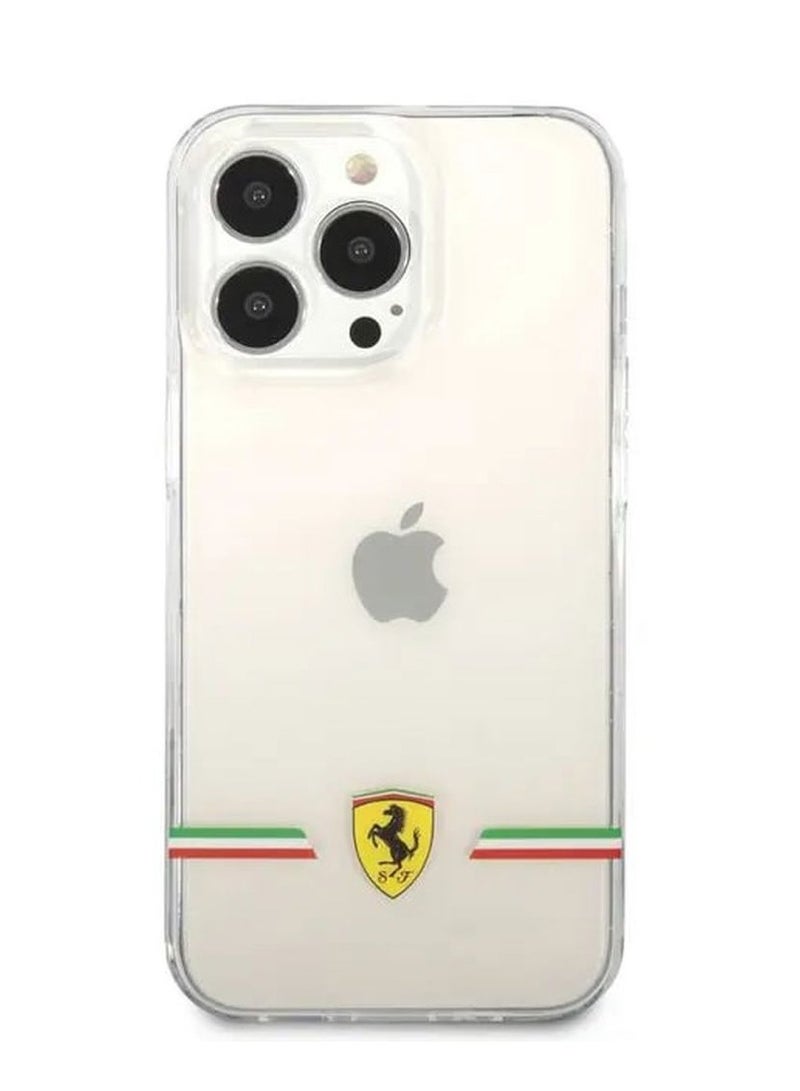 Ferrari iPhone 13 Pro Max Case 6.7inch Transparent Back Cover Italia Wings Print Logo / Scratches Resistant / Easy Access to All Ports - Clear - Image 1