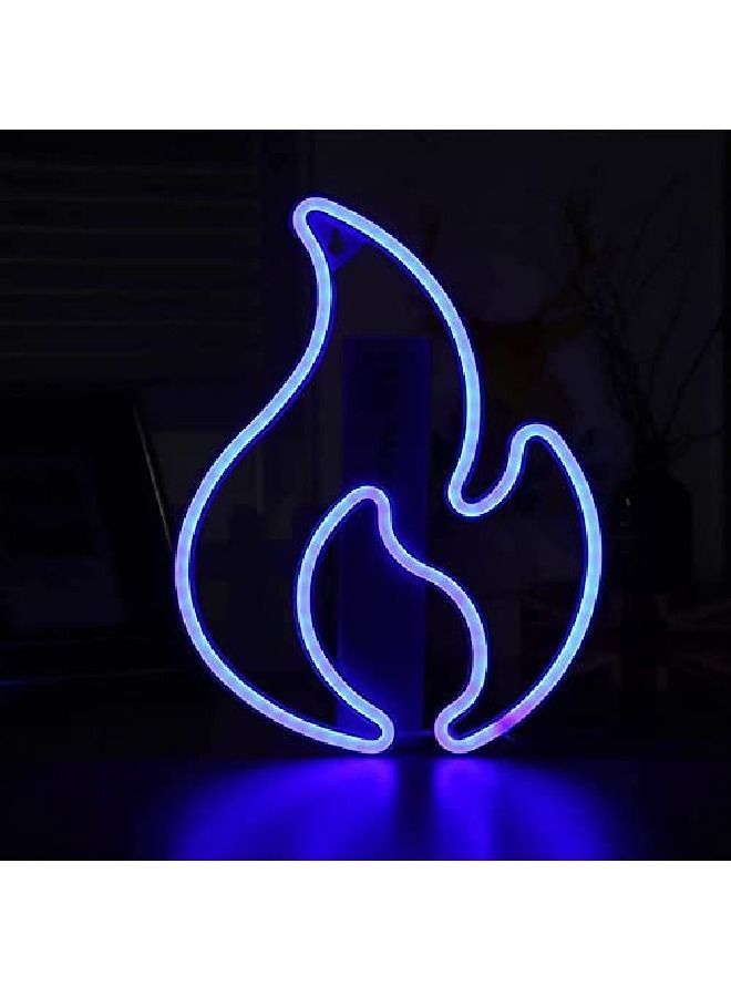 Flame Neon Sign, LED Hanging Light, USB/Battery Powered, for Bedroom Wall Decoration, Kids Room, Restaurant, Party, Bar, Birthday Gift (Blue) 