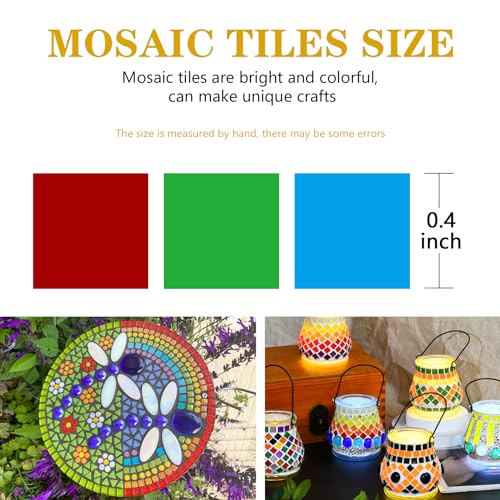 Csdtylh 1000 Pcs Mosaic Tiles, Glass Mosaic Tiles for Crafts Bulk, Stained Mosaic Glass Pieces, Mosaic Supplies for Home Decoration, Art Crafts, DIY Projects, Transparent (Square) - Image 2