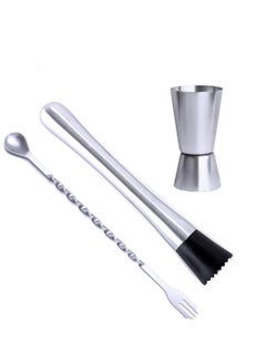 Y&D Stainless Steel Muddler for Cocktails with Mixing Spoon Jigger, Professional Bar Tools Milk Tea Shop Coffee and Home  - Image 1