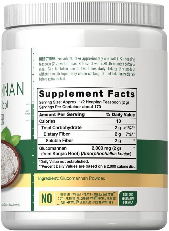 CARLYLE - Glucomannan Powder 12 oz | Konjac Powder Supplement | Vegan & Vegetarian | Non-GMO, Gluten Free - Image 1