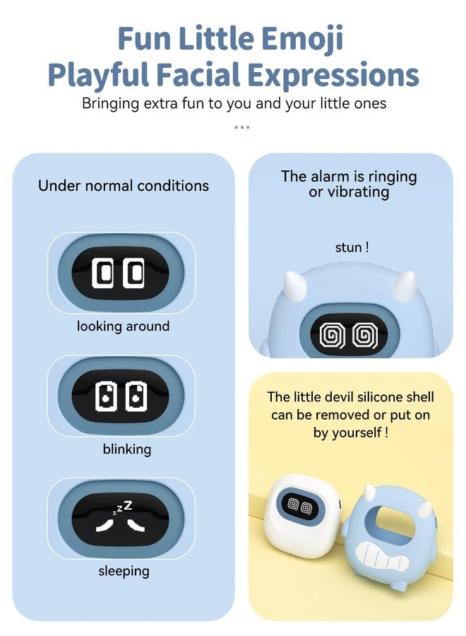 ببليي ساعة منبه رقمية للأطفال - لاسلكية، قابلة لإعادة الشحن ببطارية 3000 مللي أمبير، ساعة رقمية تهتز للأطفال ذوي النوم الثقيل، ساعة صغيرة للأطفال الصغار للسفر وغرفة النوم، غلاف سيليكون، التاريخ/الشهر/السنة، 3 أوضاع ضبط للمنبه/الاهتزاز - Image 2