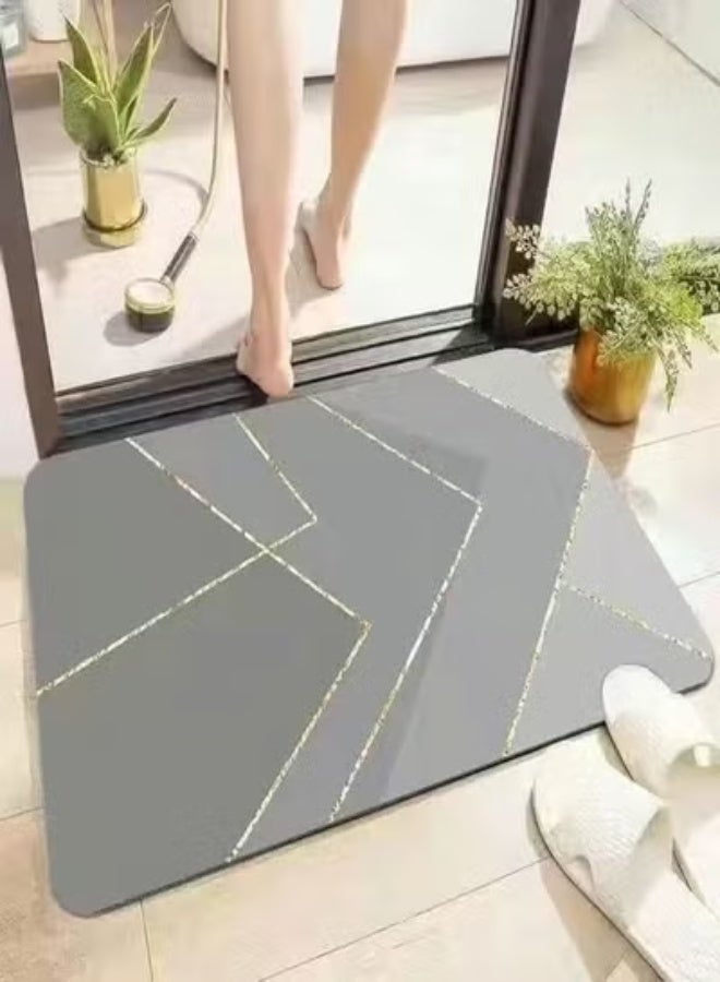 3-Piece Quick-Dry Diatomite Bath Mat Set - Non-Slip Bathroom Rugs with Geometric, Bunny & Whale Designs 70 X 45 CM - Image 4