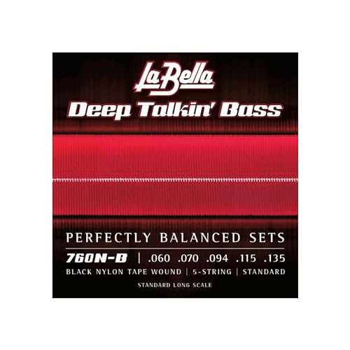 La Bella 760N-B Deep Talkin Black Nylon Tape Wound 5-String Standard Long Scale 60-135 - Image 1