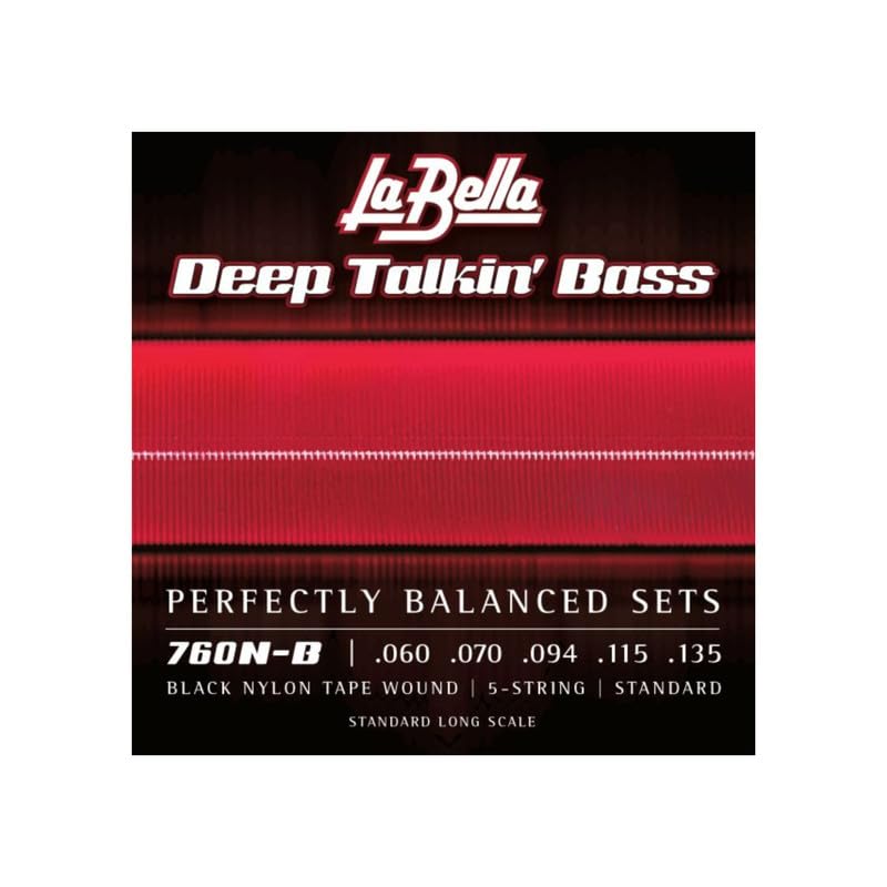 La Bella 760N-B Deep Talkin Black Nylon Tape Wound 5-String Standard Long Scale 60-135 - Image 5
