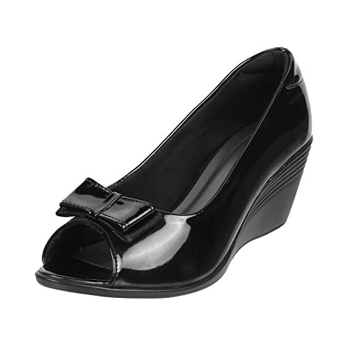 Metro Women Black Wegde Heel Peep Toe UK/6 EU/39 (31-47) - Image 1