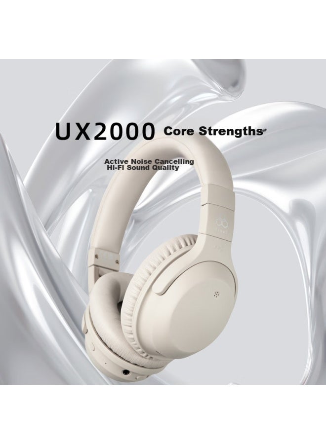 Final Fi-Ux2Dpl Active Noise-Cancelling Bluetooth Headphones, Excellent Voice Quality, Long Battery Life, Ux2000, Cream Color - Image 1