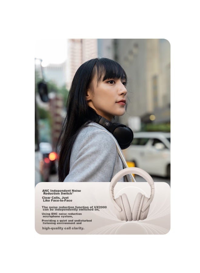 Final Fi-Ux2Dpl Active Noise-Cancelling Bluetooth Headphones, Excellent Voice Quality, Long Battery Life, Ux2000, Cream Color - Image 3
