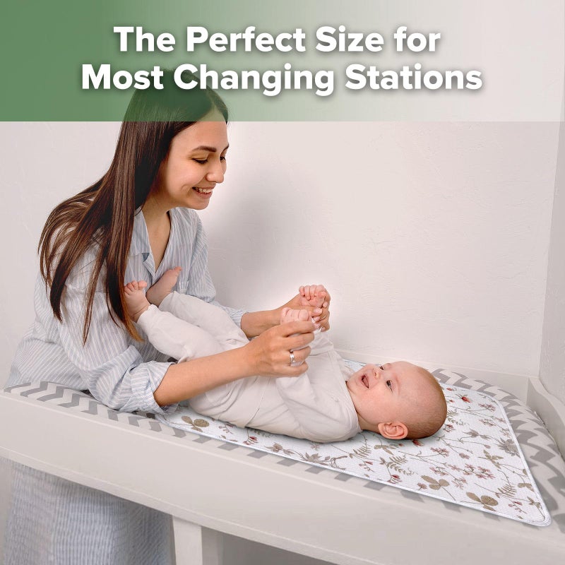 haakaa Waterproof Changing Pad Liners, 100% Cotton, Soft & Breathable (1pc, 19.5" x 27.5" Vintage Garden) - Image 4