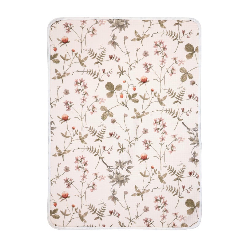 haakaa Waterproof Changing Pad Liners, 100% Cotton, Soft & Breathable (1pc, 19.5" x 27.5" Vintage Garden) - Image 1