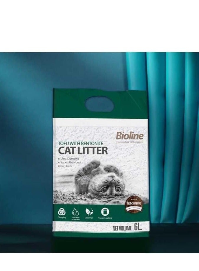 بايولاين رمل قطط توفو مع بنتونيت 6 لتر - Image 2