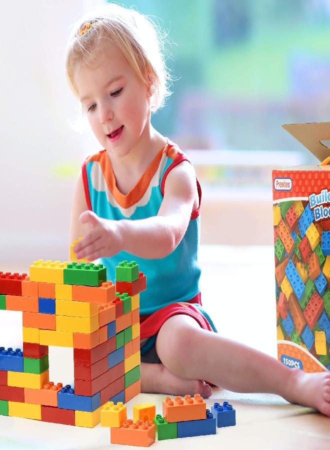 PREXTEX Building Blocks for Toddlers 1-3+ (100 Mega Blocks) Large Toy Blocks Compatible with Most Major Brands - Kids Toys Gift Set for All Ages (Boys & Girls) - Image 4