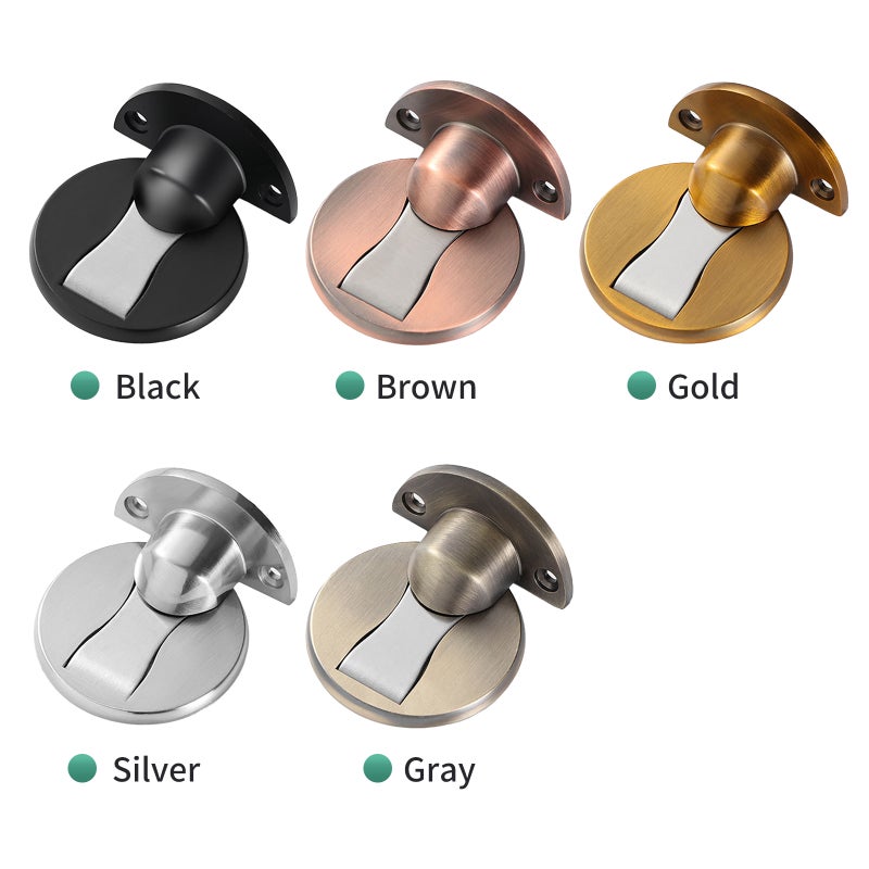Magnetic Door Stop: Grey Zinc Alloy Metal - Strong Magnetic Hold, Drill & Self-Adhesive Install for Home Office Floor Use - Image 2