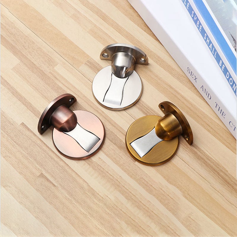 Magnetic Door Stop: Grey Zinc Alloy Metal - Strong Magnetic Hold, Drill & Self-Adhesive Install for Home Office Floor Use - Image 5