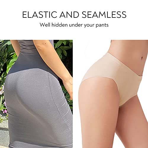 FallSweet No Show Underwear for Women Seamless High Cut Briefs Mid-waist Soft No Panty Lines,Pack of 5 (5pack-Beige, Large) - Image 4