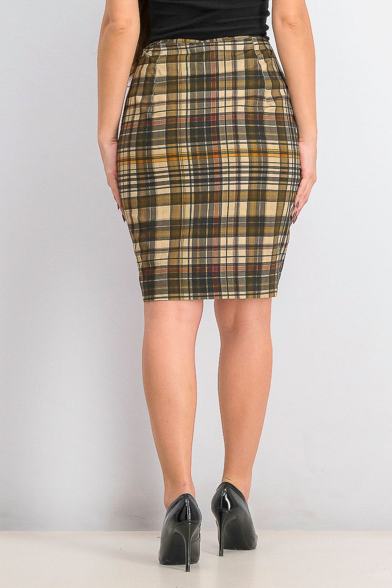 MANGO Women Plaid Ruffle Detail Skirt, Brown Combo - Image 3