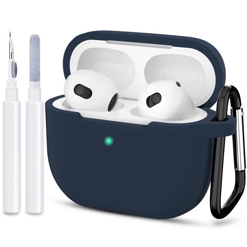 ATUAT Compatible with AirPods 3 Case, Protective Silicone Cover for AirPods 3rd Generation Case 2021, Wireless Charging - Dark Blue - Image 1