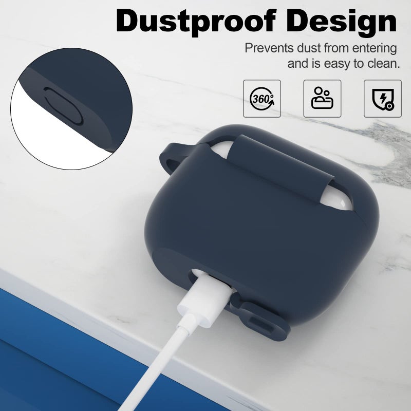 ATUAT Compatible with AirPods 3 Case, Protective Silicone Cover for AirPods 3rd Generation Case 2021, Wireless Charging - Dark Blue - Image 4