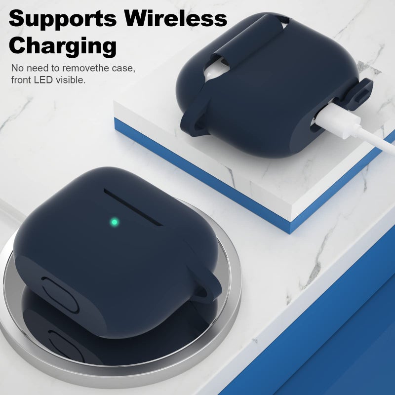 ATUAT Compatible with AirPods 3 Case, Protective Silicone Cover for AirPods 3rd Generation Case 2021, Wireless Charging - Dark Blue - Image 3
