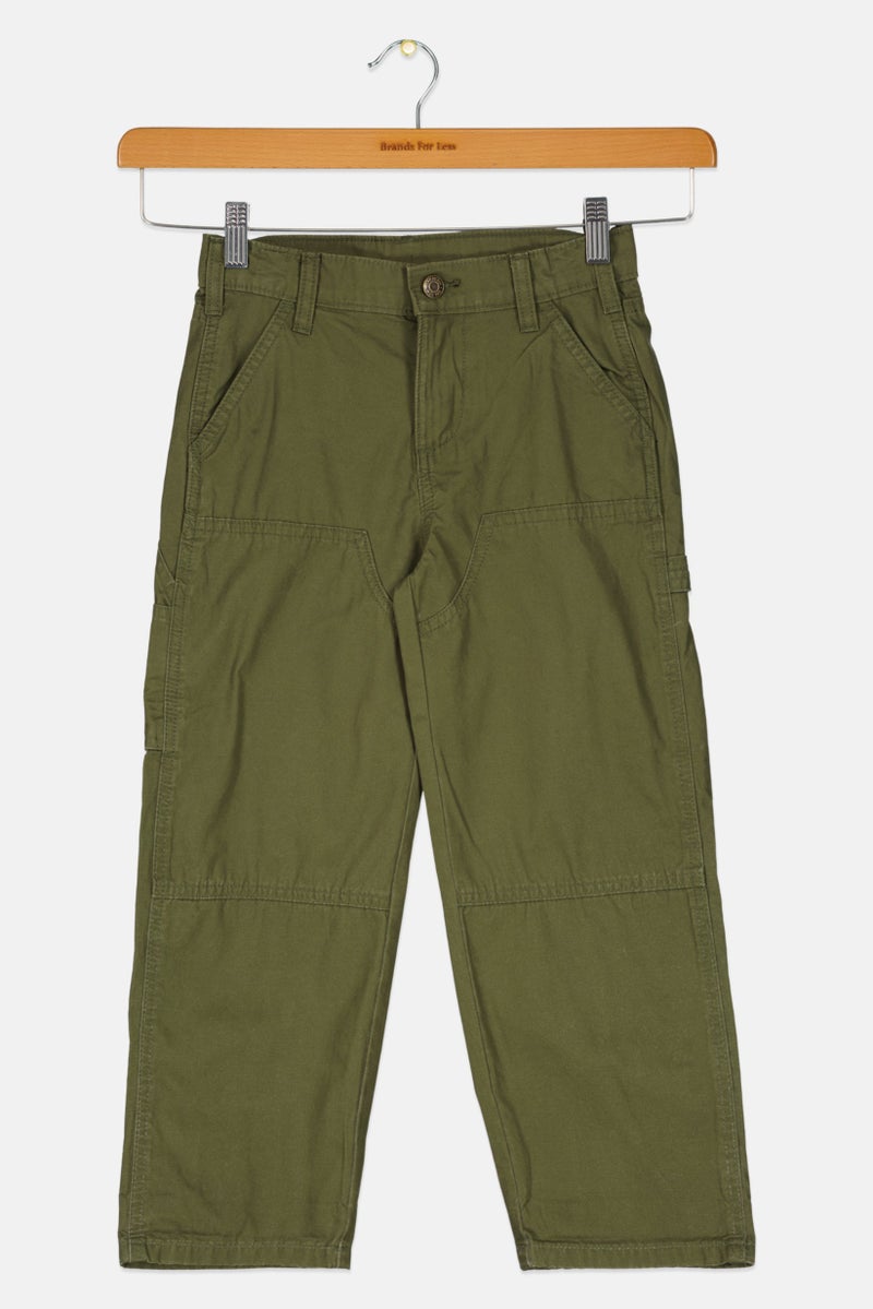 GAP Kids Boy Drawstring Solid Chino Pants, Green  - Image 1