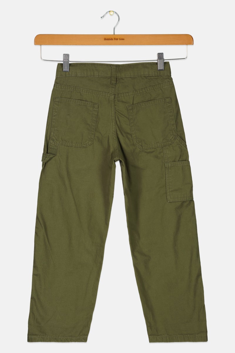 GAP Kids Boy Drawstring Solid Chino Pants, Green  - Image 2