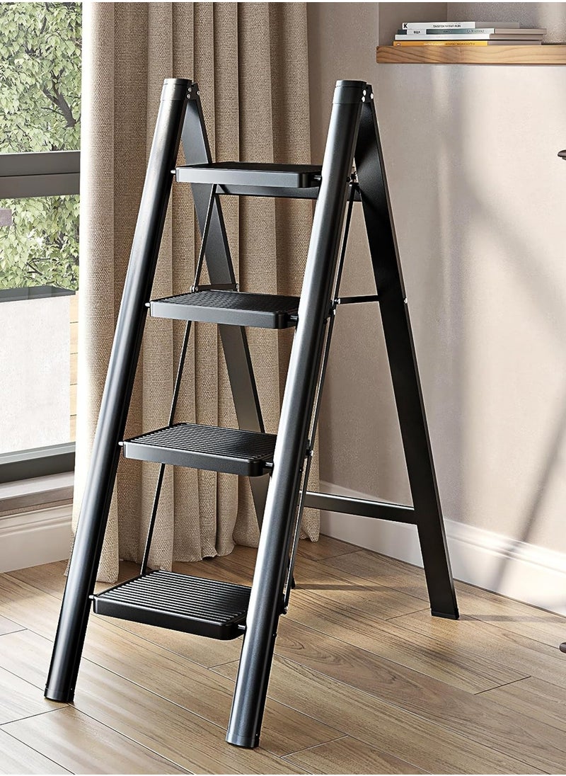 SUNRISE 4 Step Folding Step Stool,Steel Metal Step Stools Non-Slip Pedal,Small Portable Ladder Kitchen Lightweight Home Office Ladders  - Image 1