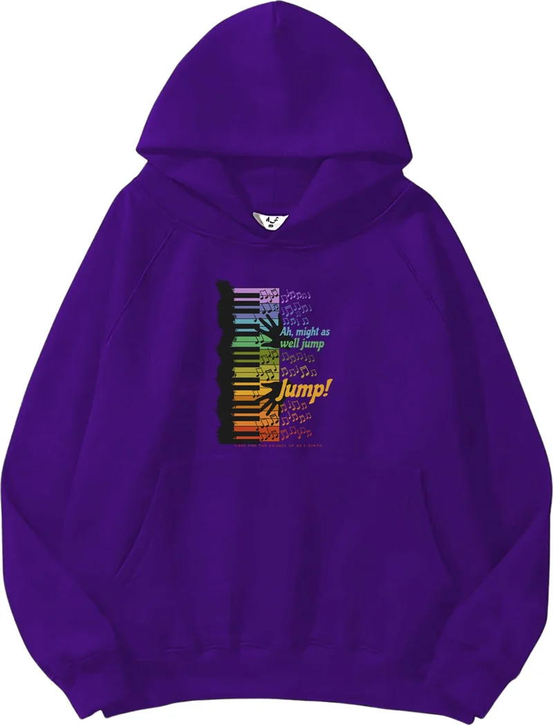 دوغ فش Women, Men's Sweatshirt Oversize Colorful Keyboard Printed Thick Purple Lover Sweatshirt